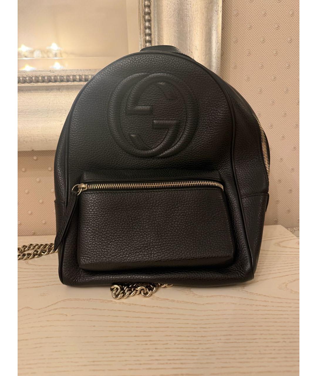 GUCCI Черный кожаный рюкзак, фото 9