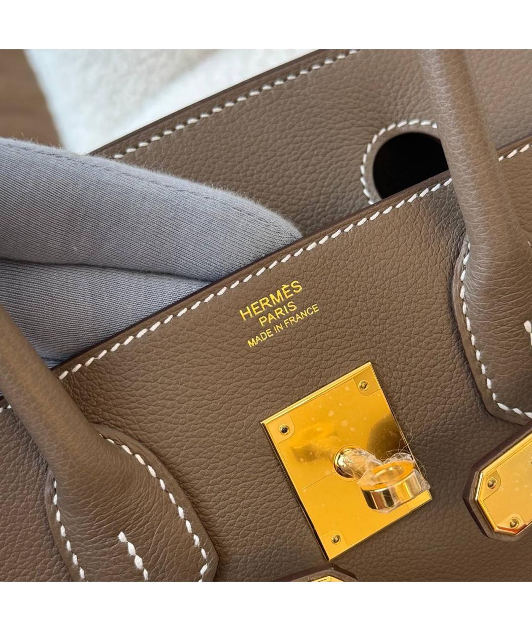 HERMES Коричневая кожаная сумка с короткими ручками, фото 8