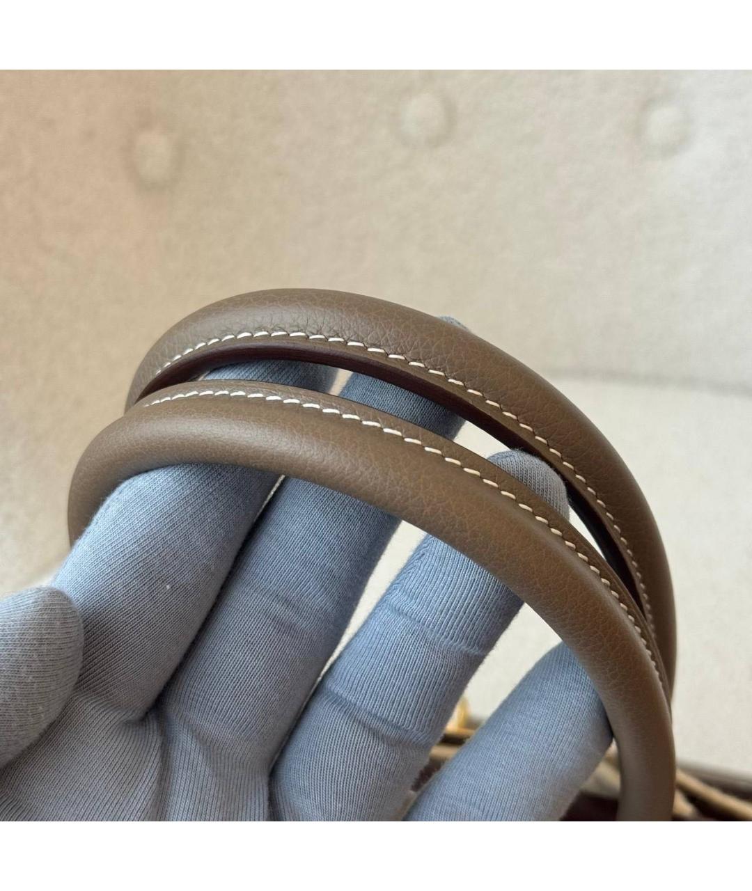 HERMES Коричневая кожаная сумка с короткими ручками, фото 6