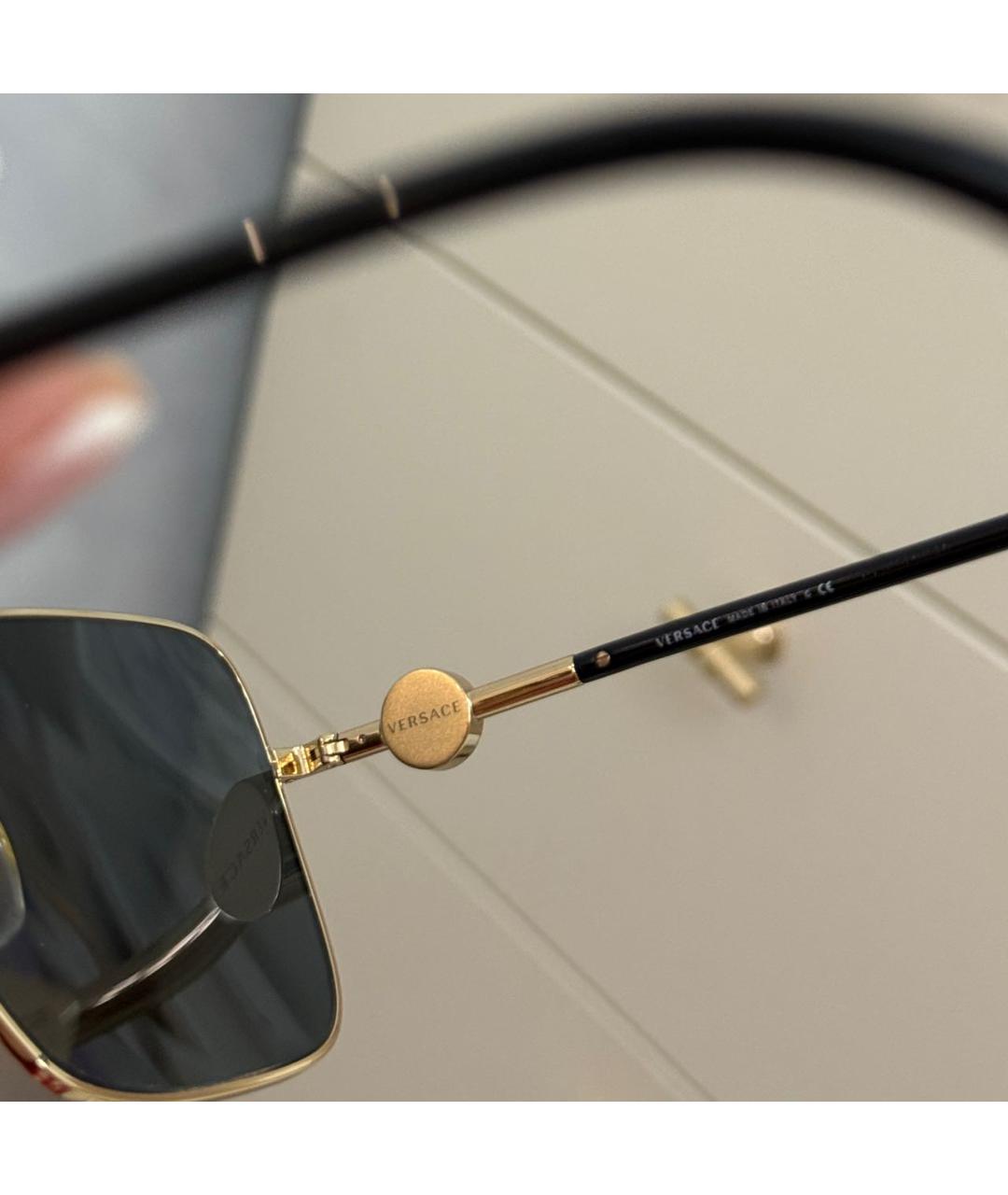 VERSACE Золотые металлические солнцезащитные очки, фото 5