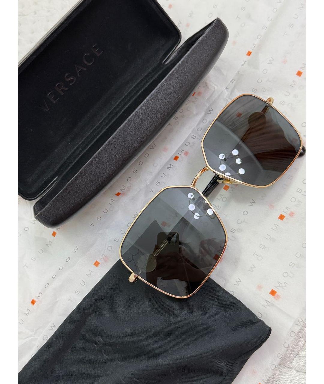VERSACE Золотые металлические солнцезащитные очки, фото 2