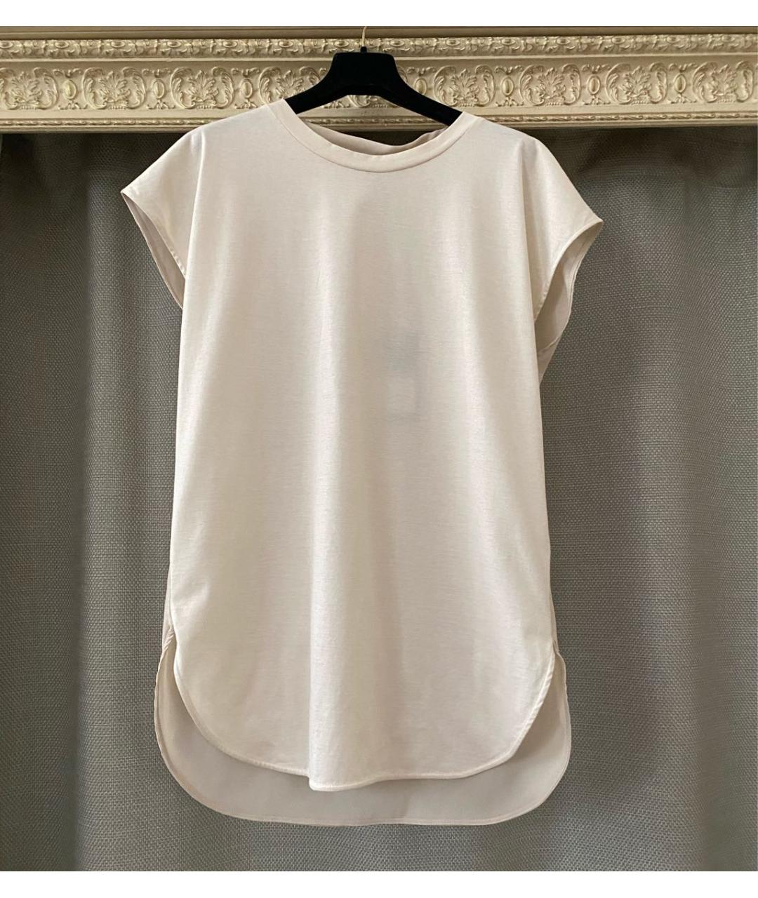 LES COPAINS Бежевая хлопковая футболка, фото 6