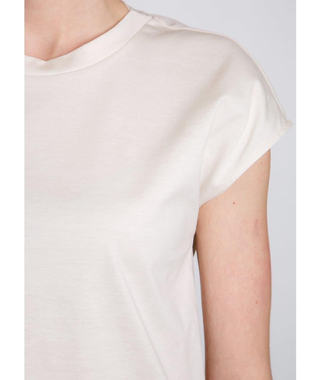 LES COPAINS Бежевая хлопковая футболка, фото 5