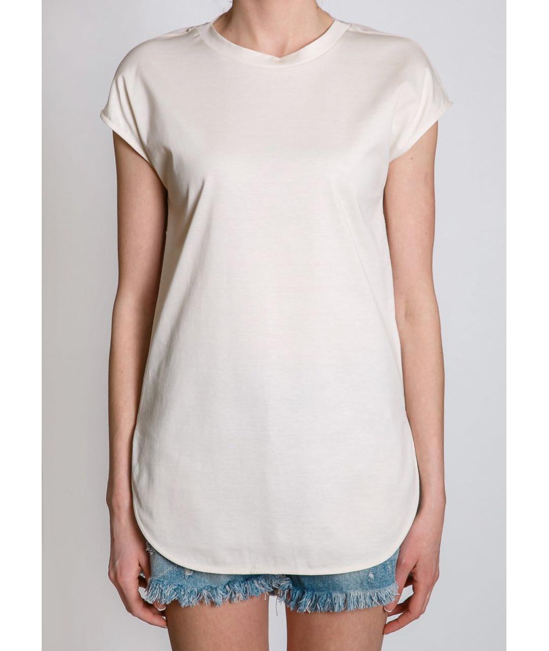 LES COPAINS Бежевая хлопковая футболка, фото 3