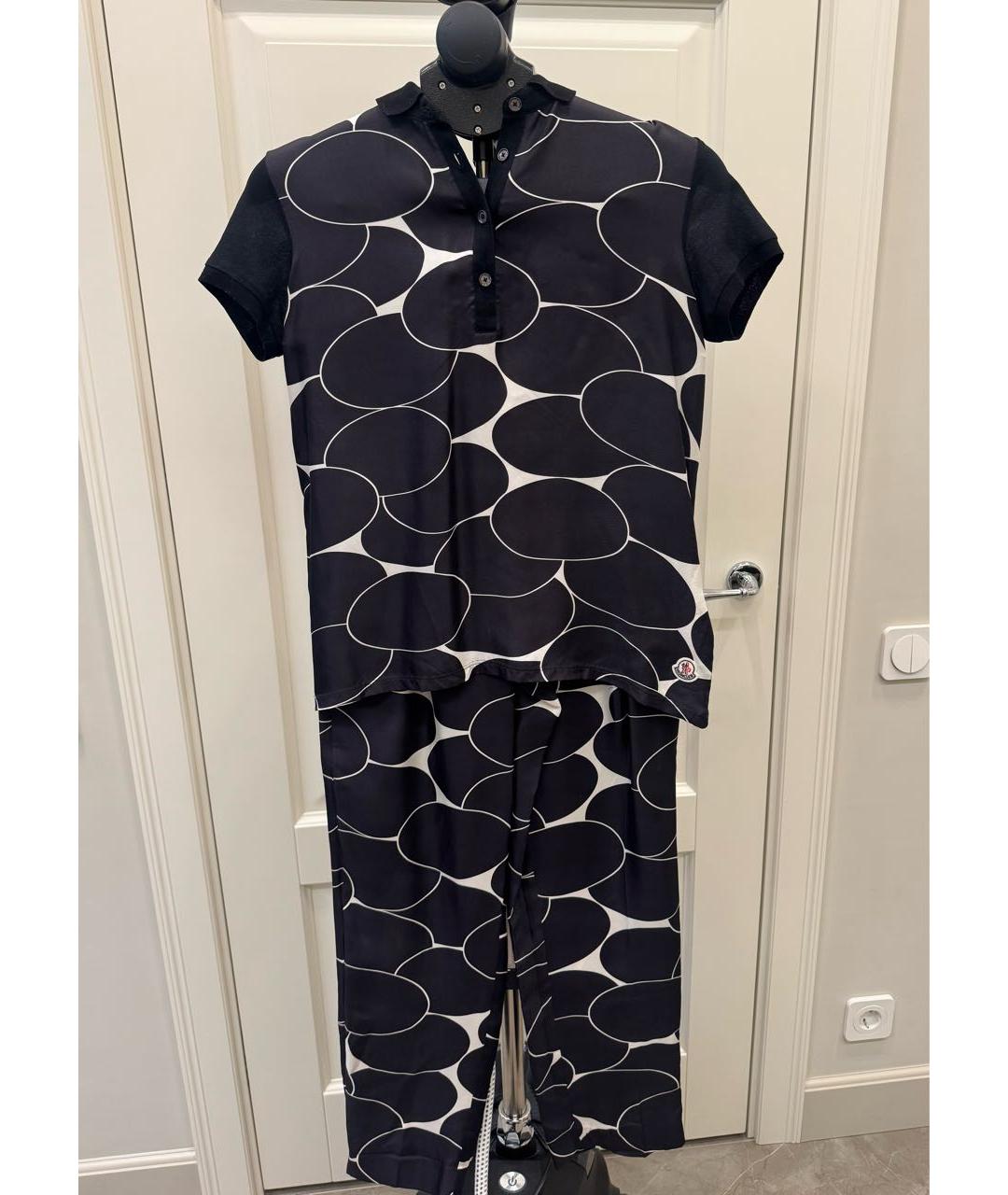 MONCLER Черный шелковый костюм с брюками, фото 3