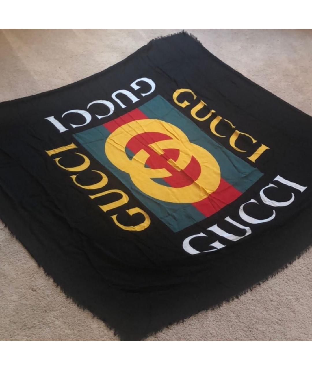 GUCCI Черный шелковый платок, фото 5