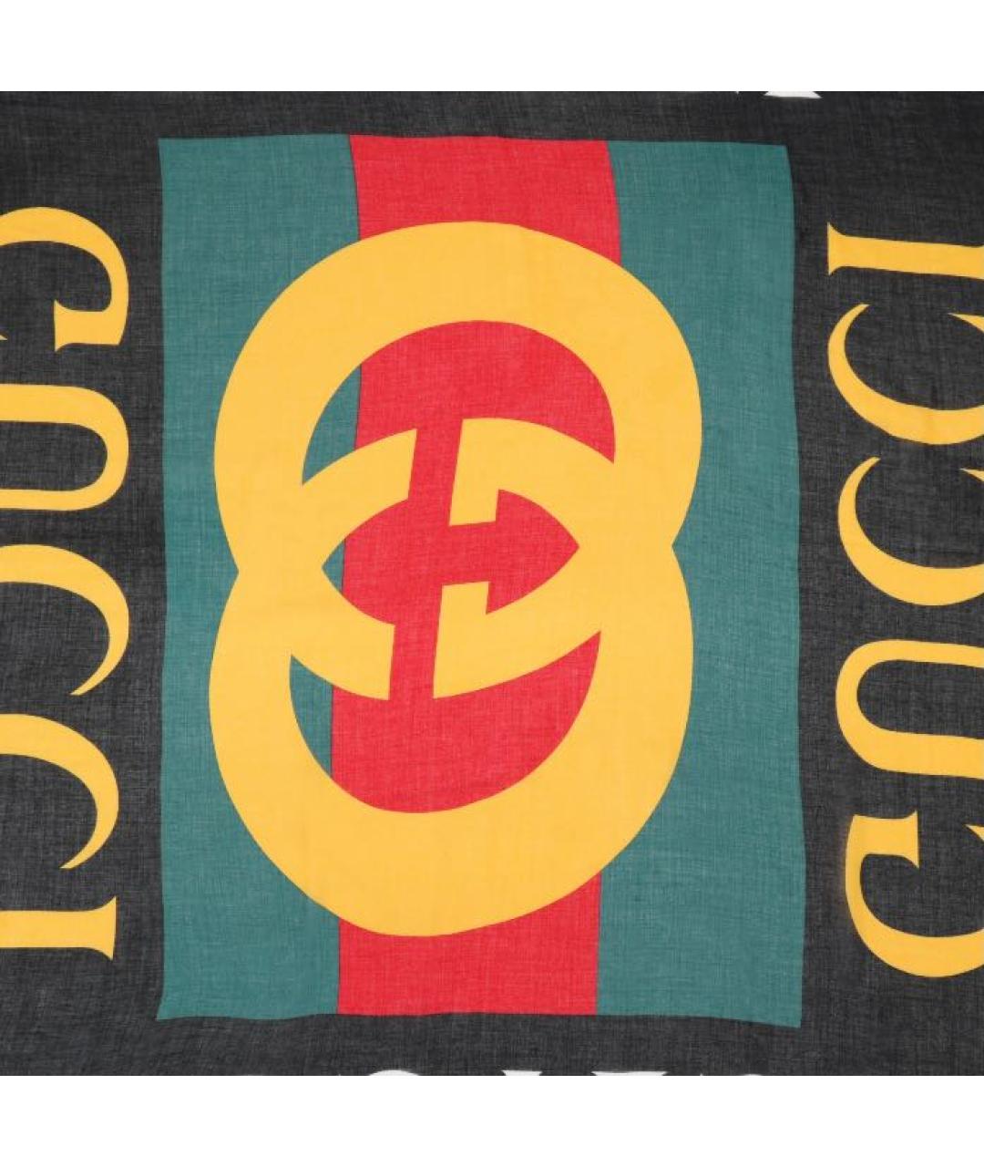 GUCCI Черный шелковый платок, фото 3