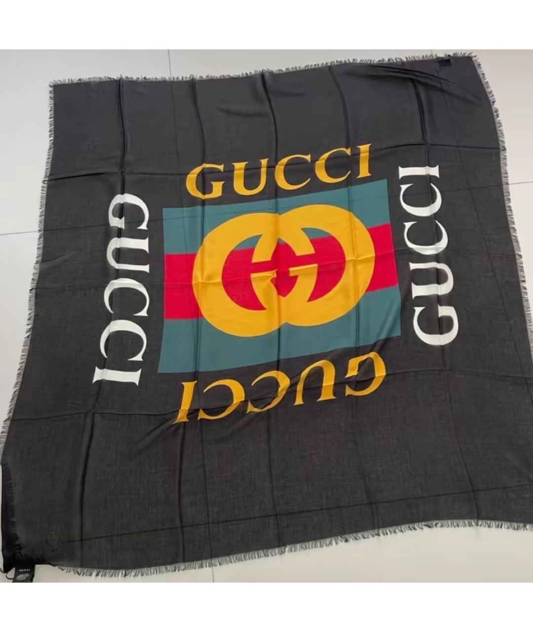 GUCCI Черный шелковый платок, фото 4