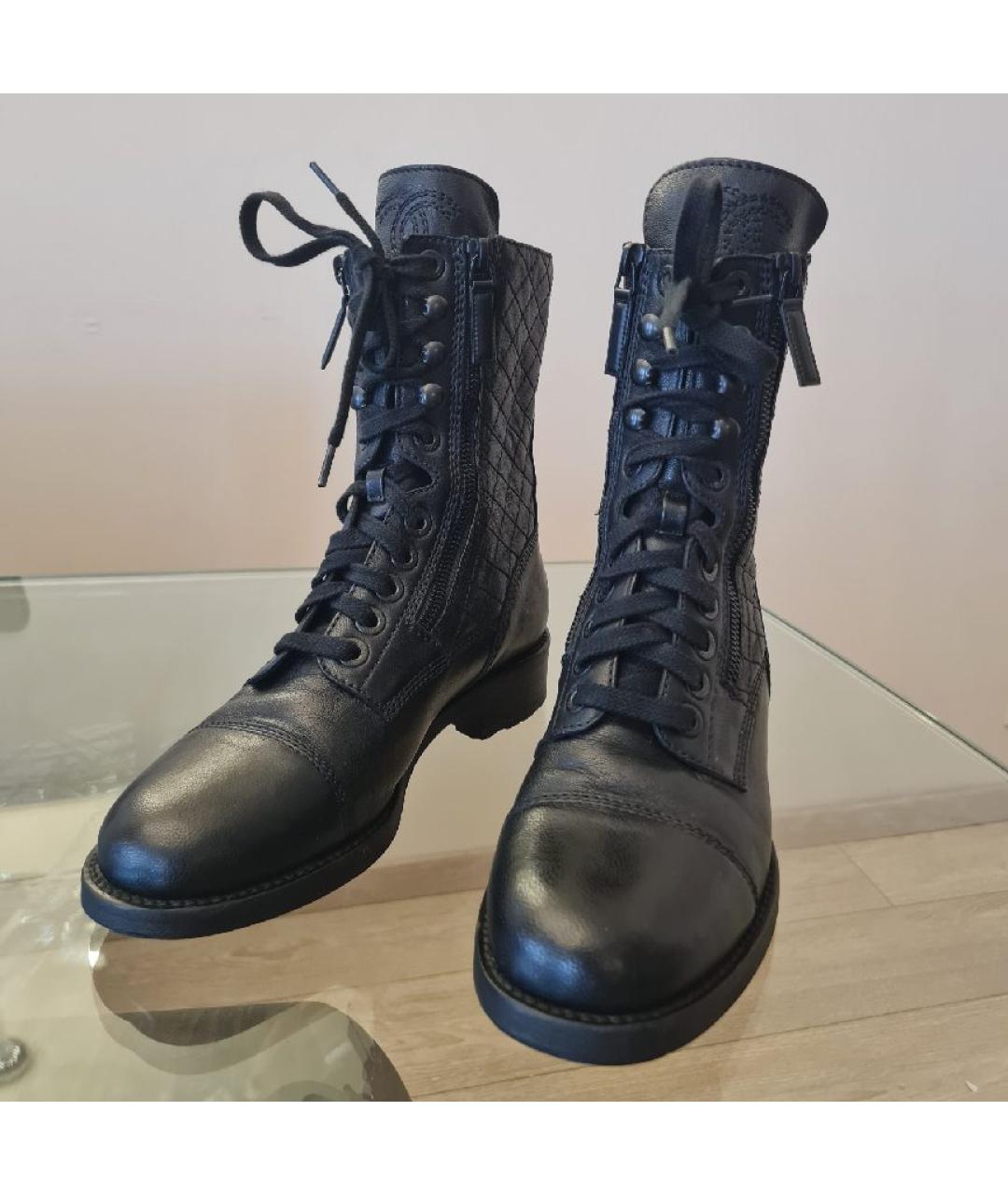 CHANEL Черные кожаные ботинки, фото 2