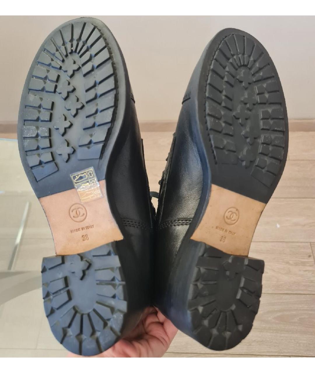 CHANEL Черные кожаные ботинки, фото 5