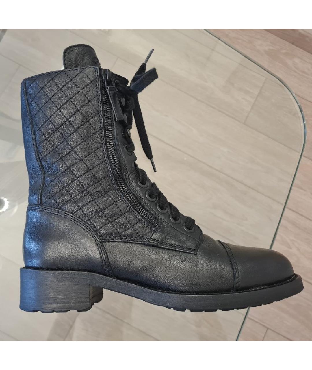 CHANEL Черные кожаные ботинки, фото 9