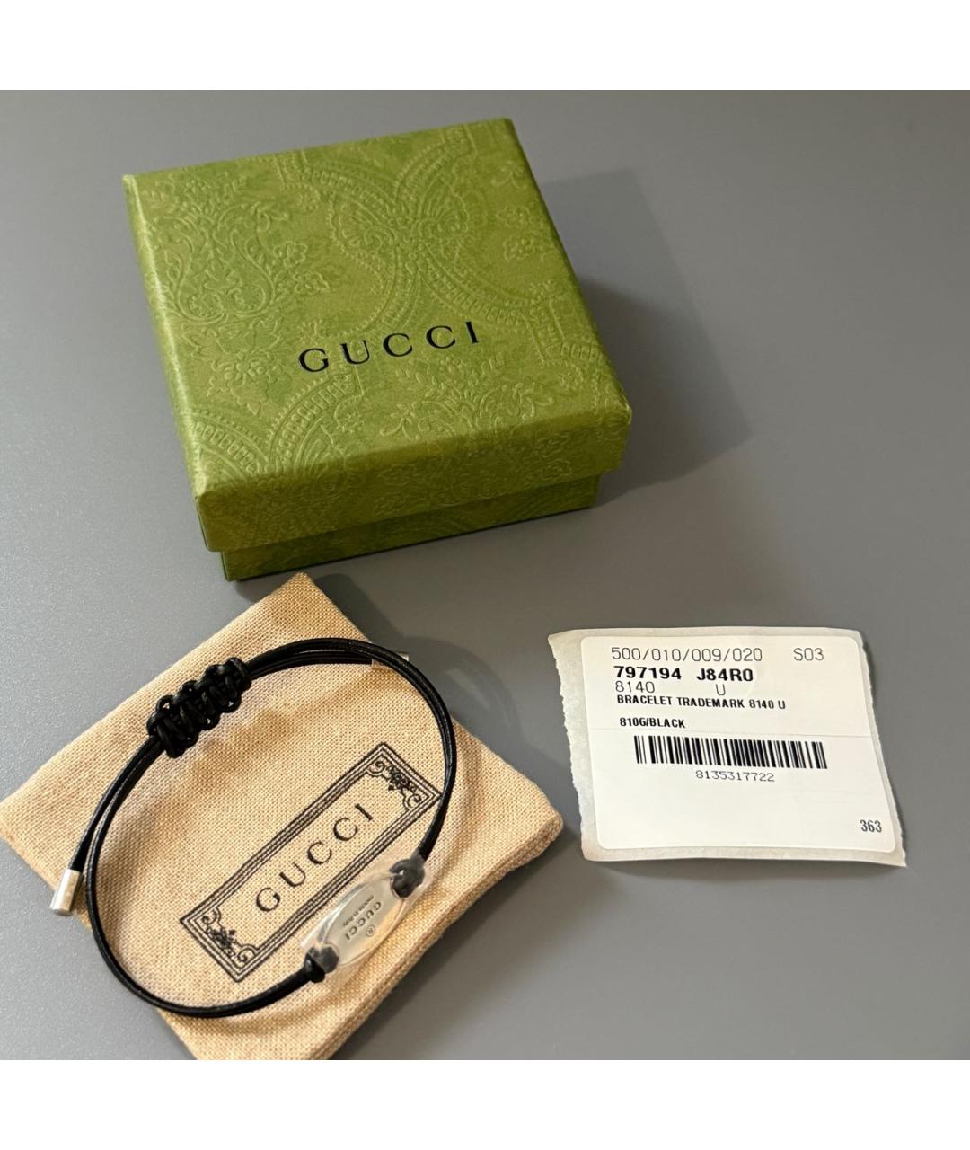 GUCCI Черный серебряный браслет, фото 2