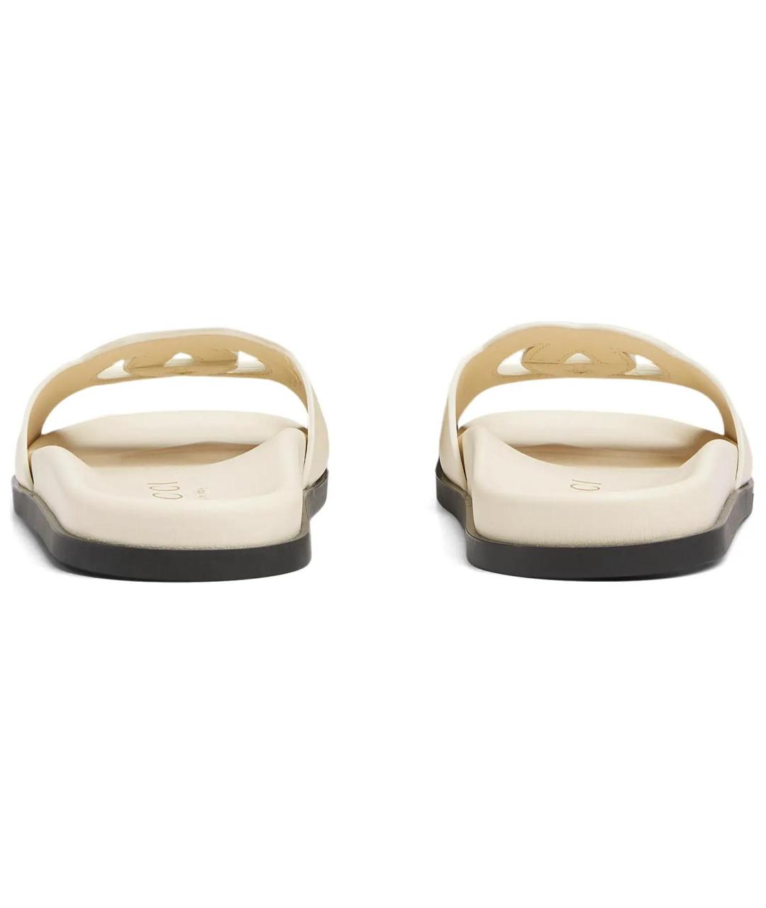 GUCCI Белые кожаные шлепанцы, фото 4