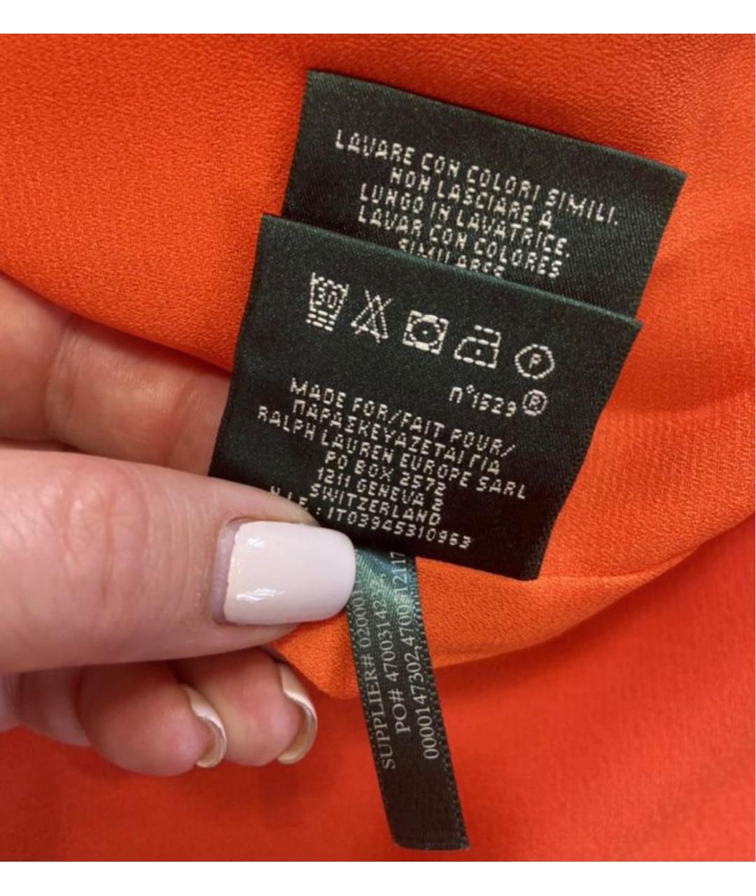 RALPH LAUREN Оранжевое полиэстеровое повседневное платье, фото 5