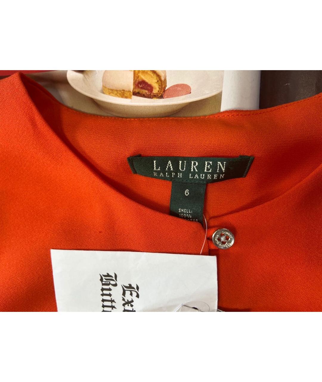 RALPH LAUREN Оранжевое полиэстеровое повседневное платье, фото 4