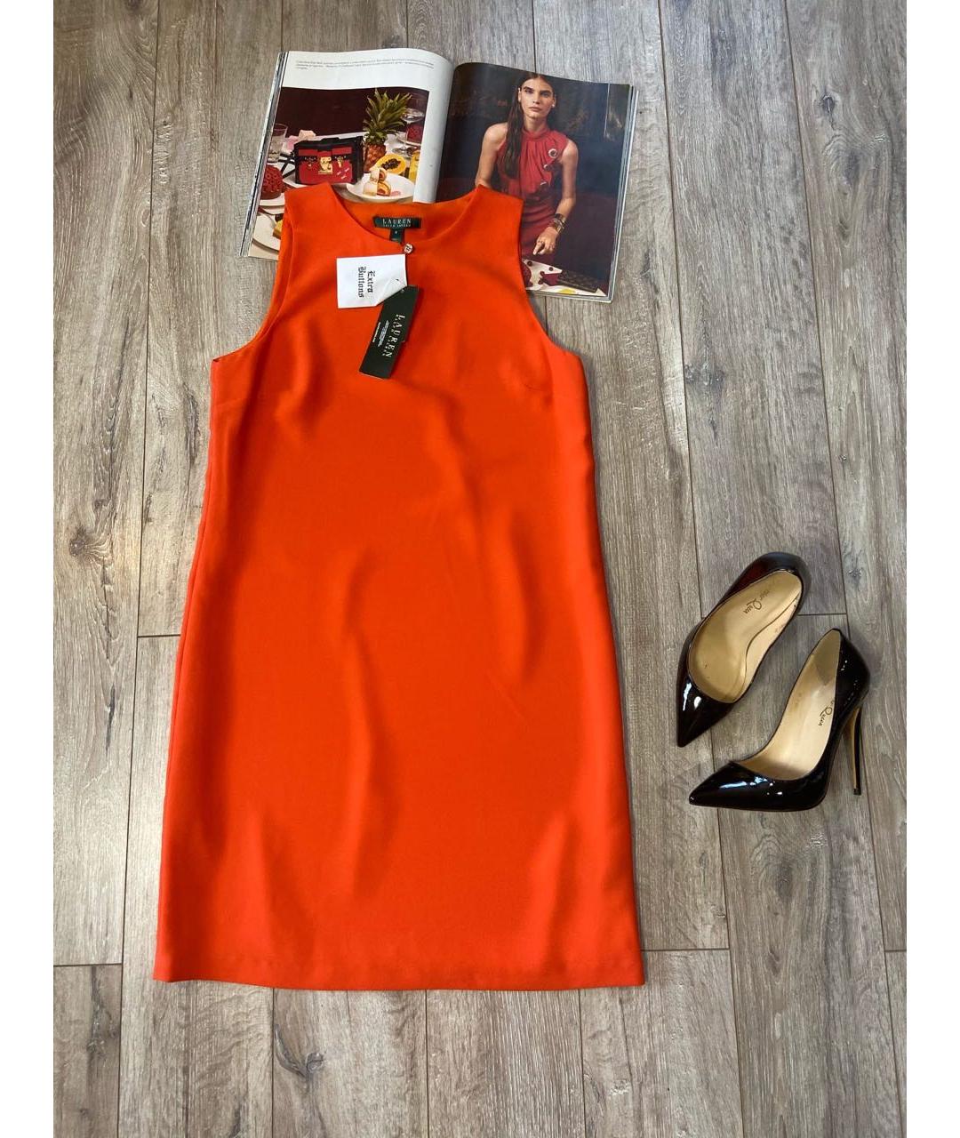 RALPH LAUREN Оранжевое полиэстеровое повседневное платье, фото 3