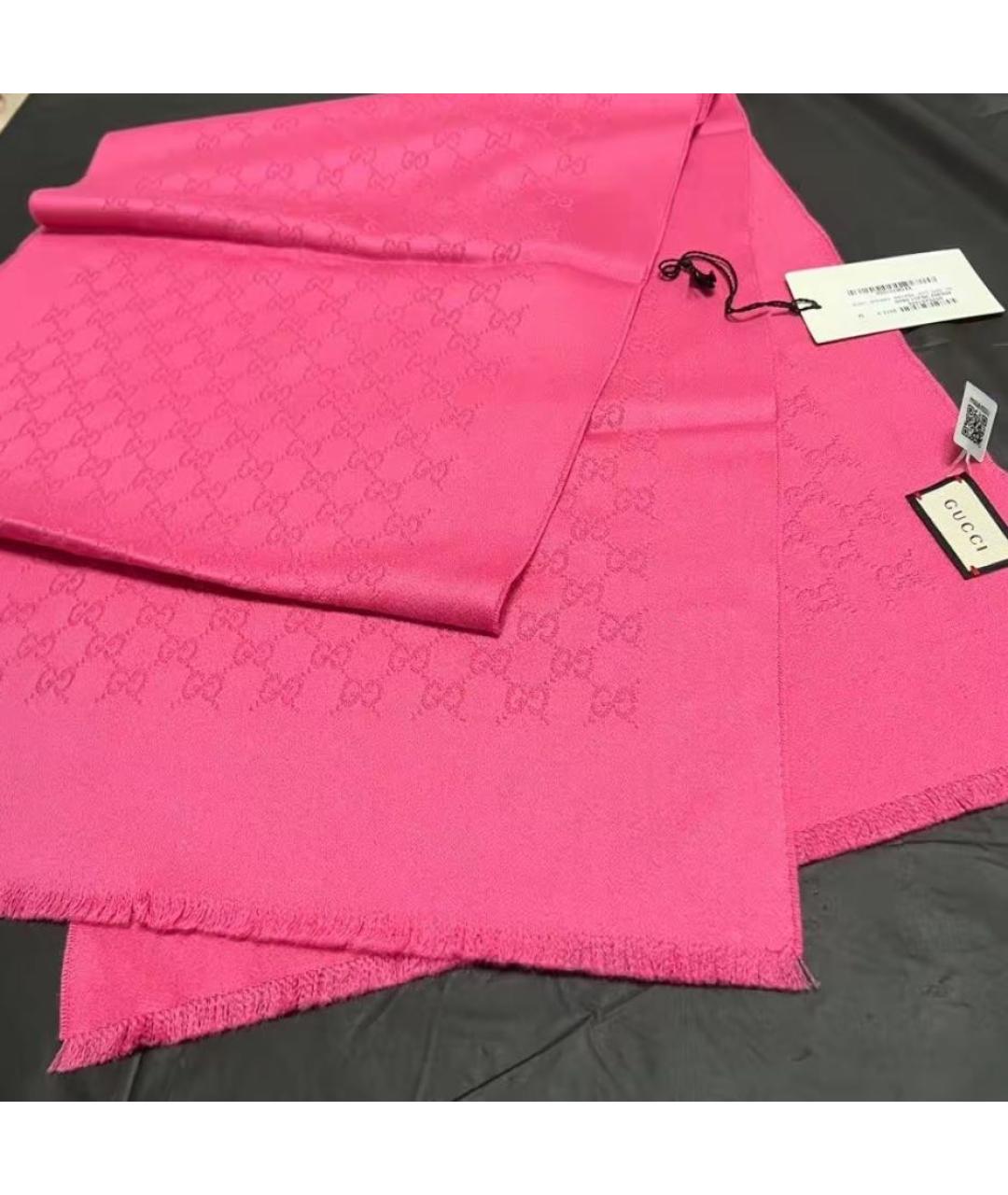 GUCCI Фуксия шерстяной шарф, фото 3