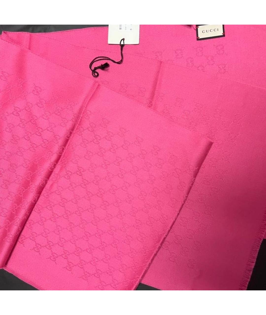 GUCCI Фуксия шерстяной шарф, фото 4