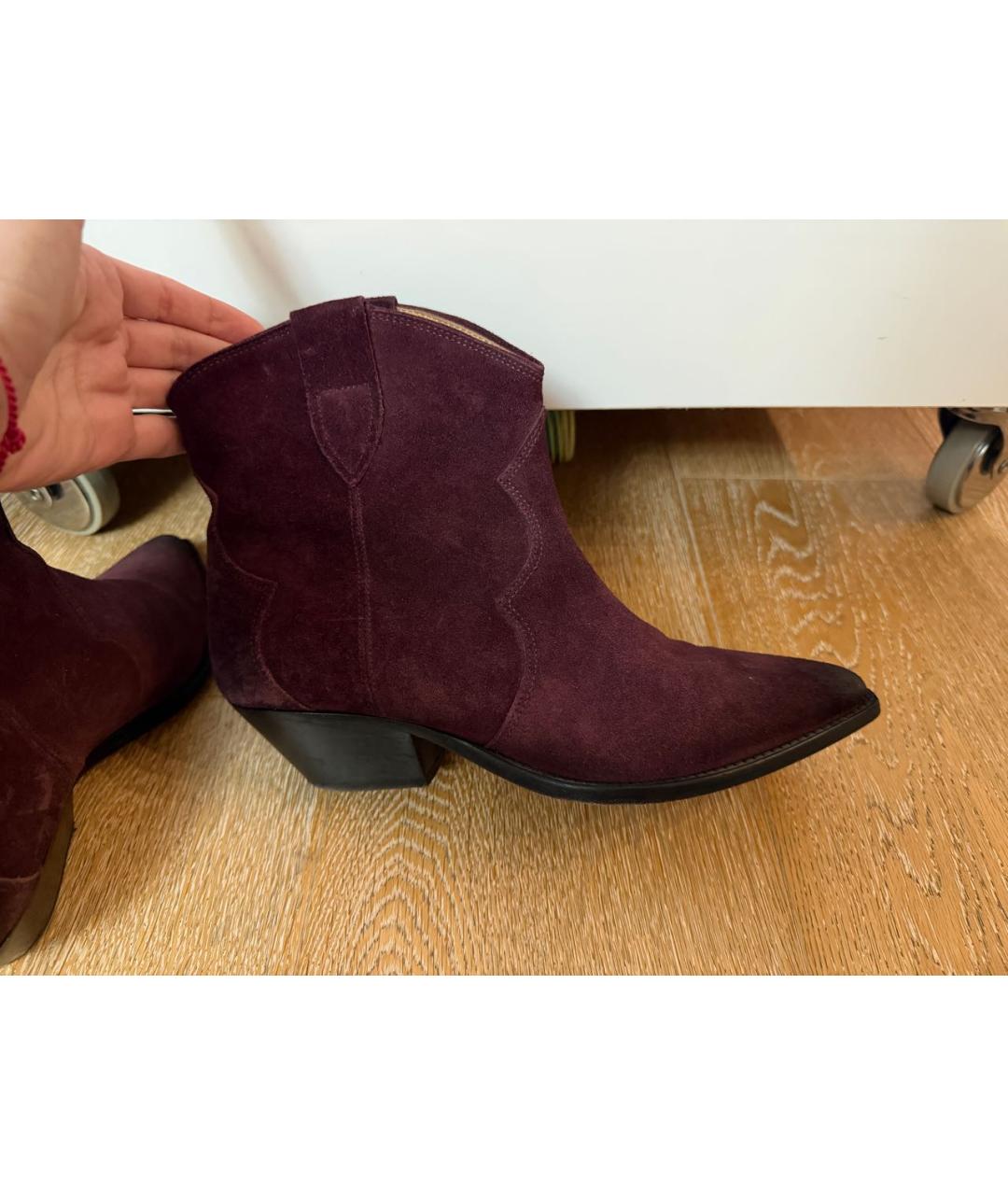 ISABEL MARANT Бордовые замшевые сапоги, фото 7