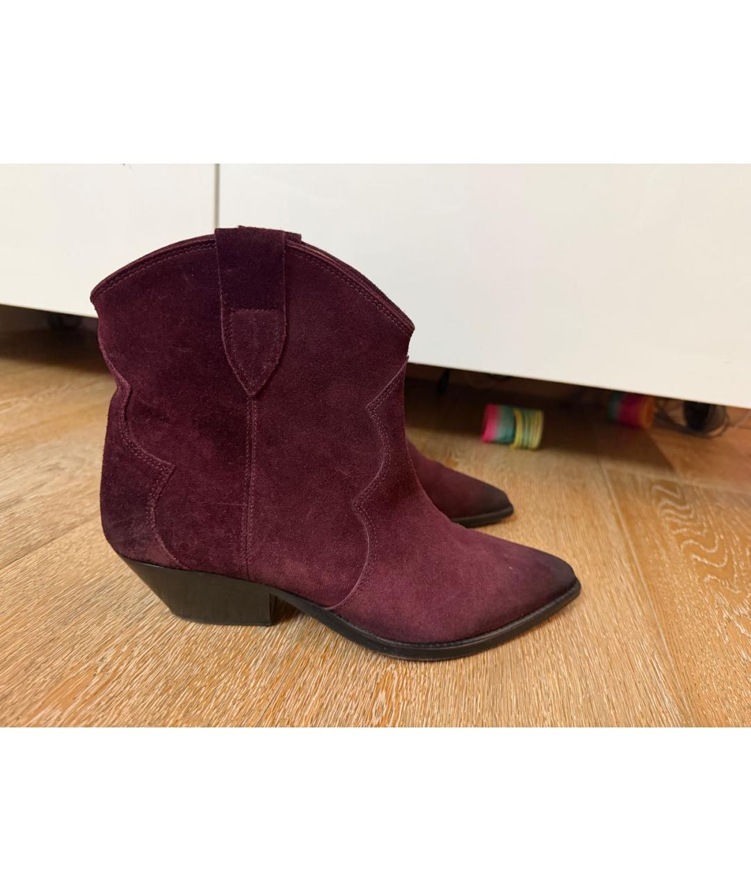 ISABEL MARANT Бордовые замшевые сапоги, фото 5