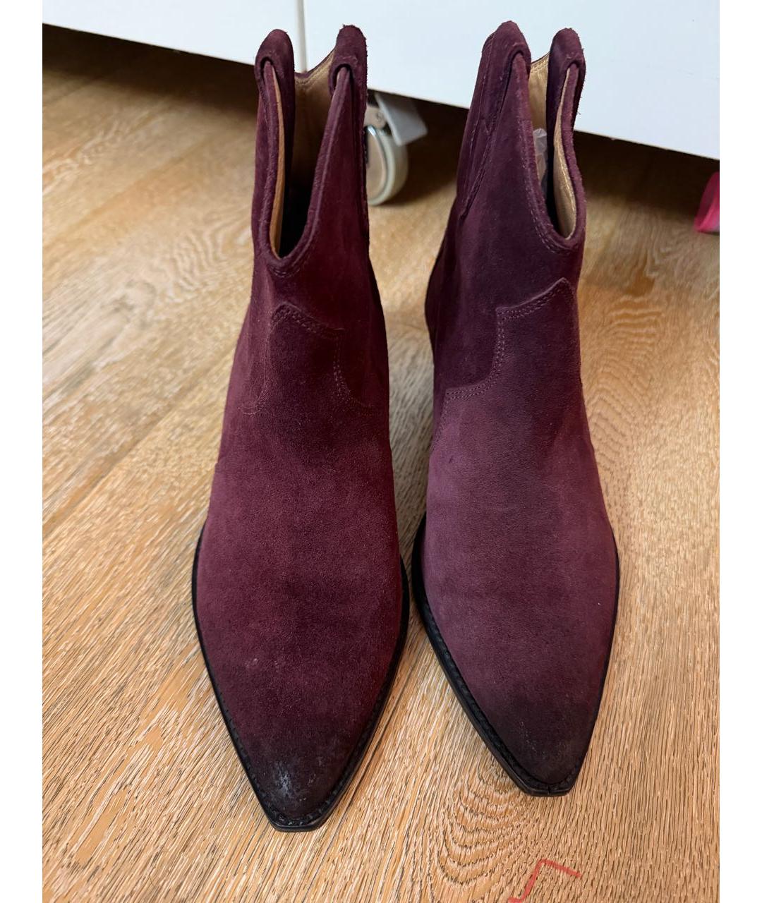 ISABEL MARANT Бордовые замшевые сапоги, фото 3