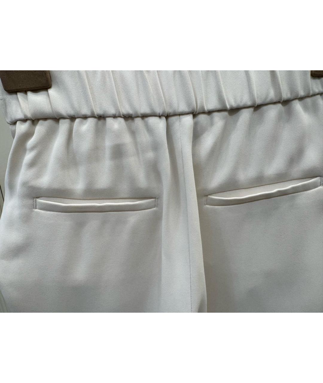 BRUNELLO CUCINELLI Белые ацетатные прямые брюки, фото 4