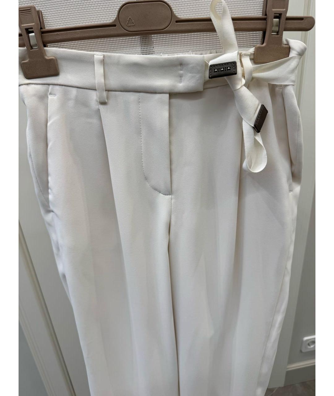 BRUNELLO CUCINELLI Белые ацетатные прямые брюки, фото 2
