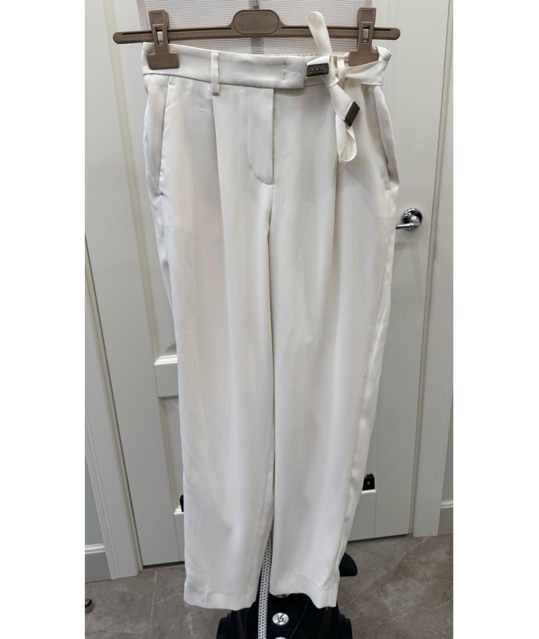 BRUNELLO CUCINELLI Белые ацетатные прямые брюки, фото 9