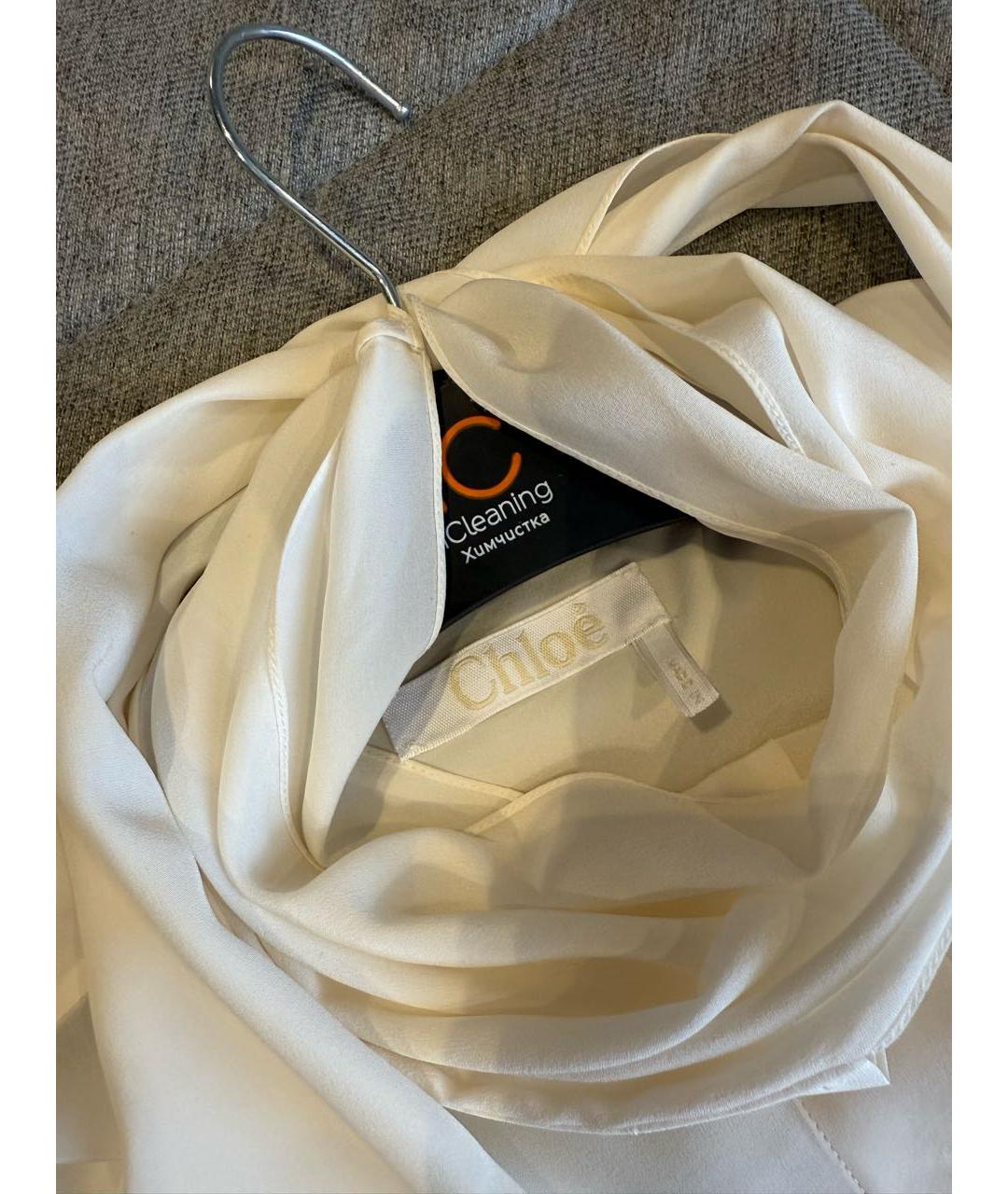 CHLOE Белая шелковая блузы, фото 5