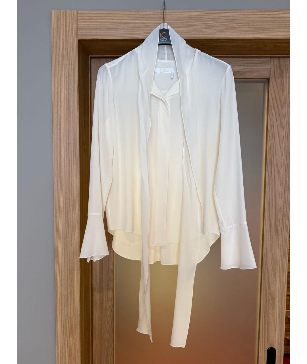 CHLOE Белая шелковая блузы, фото 9