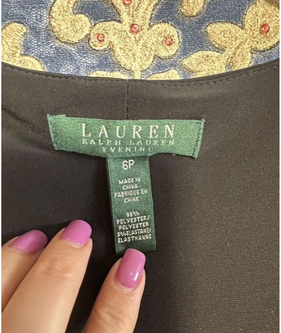 RALPH LAUREN Черное полиэстеровое вечернее платье, фото 5