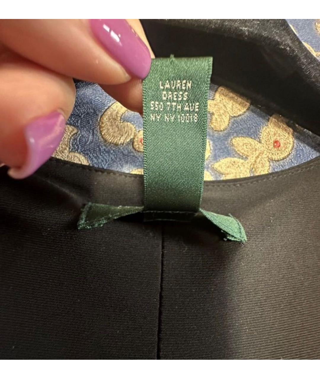 RALPH LAUREN Черное полиэстеровое вечернее платье, фото 6