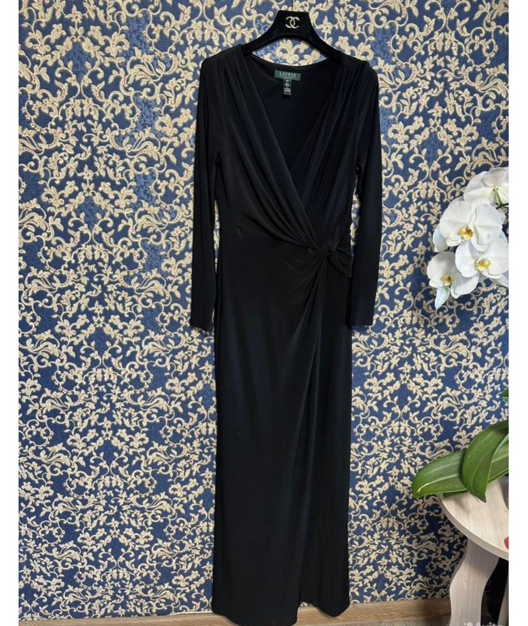 RALPH LAUREN Черное полиэстеровое вечернее платье, фото 7