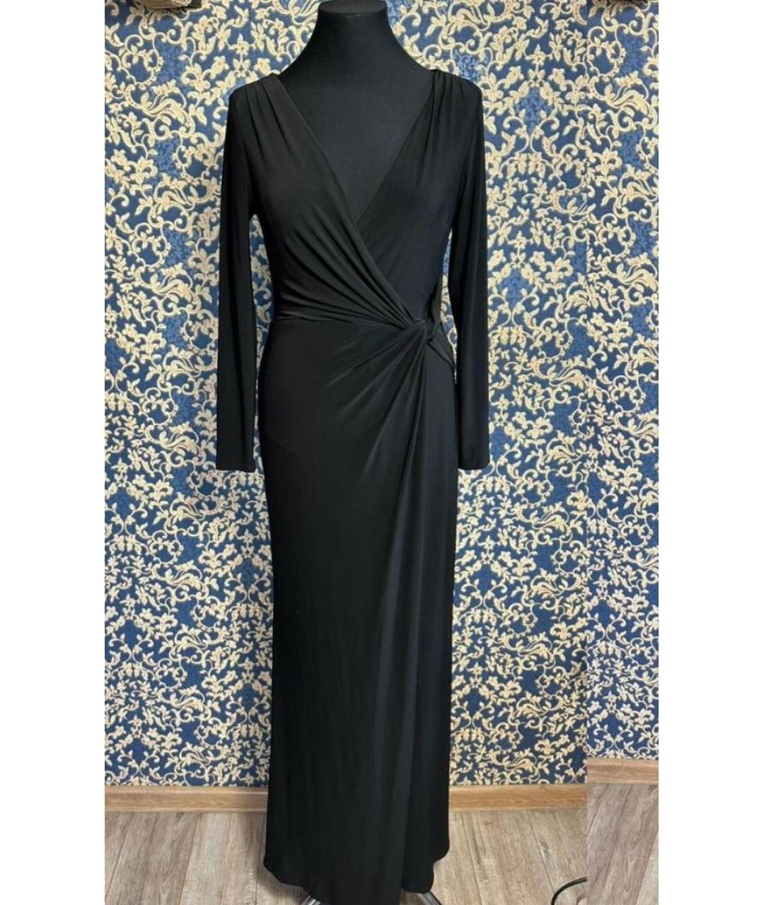 RALPH LAUREN Черное полиэстеровое вечернее платье, фото 8