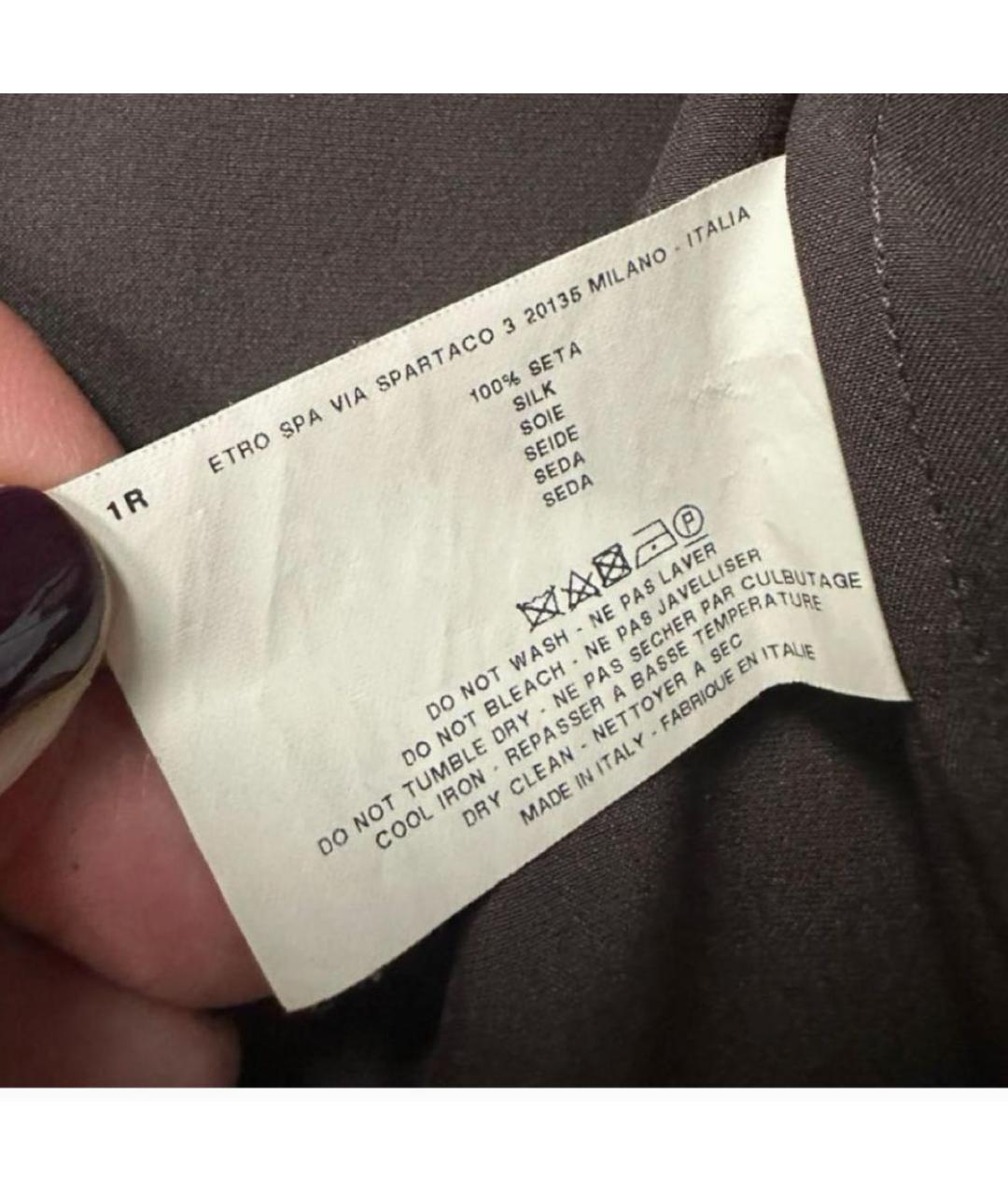 ETRO Коричневая шелковая блузы, фото 4