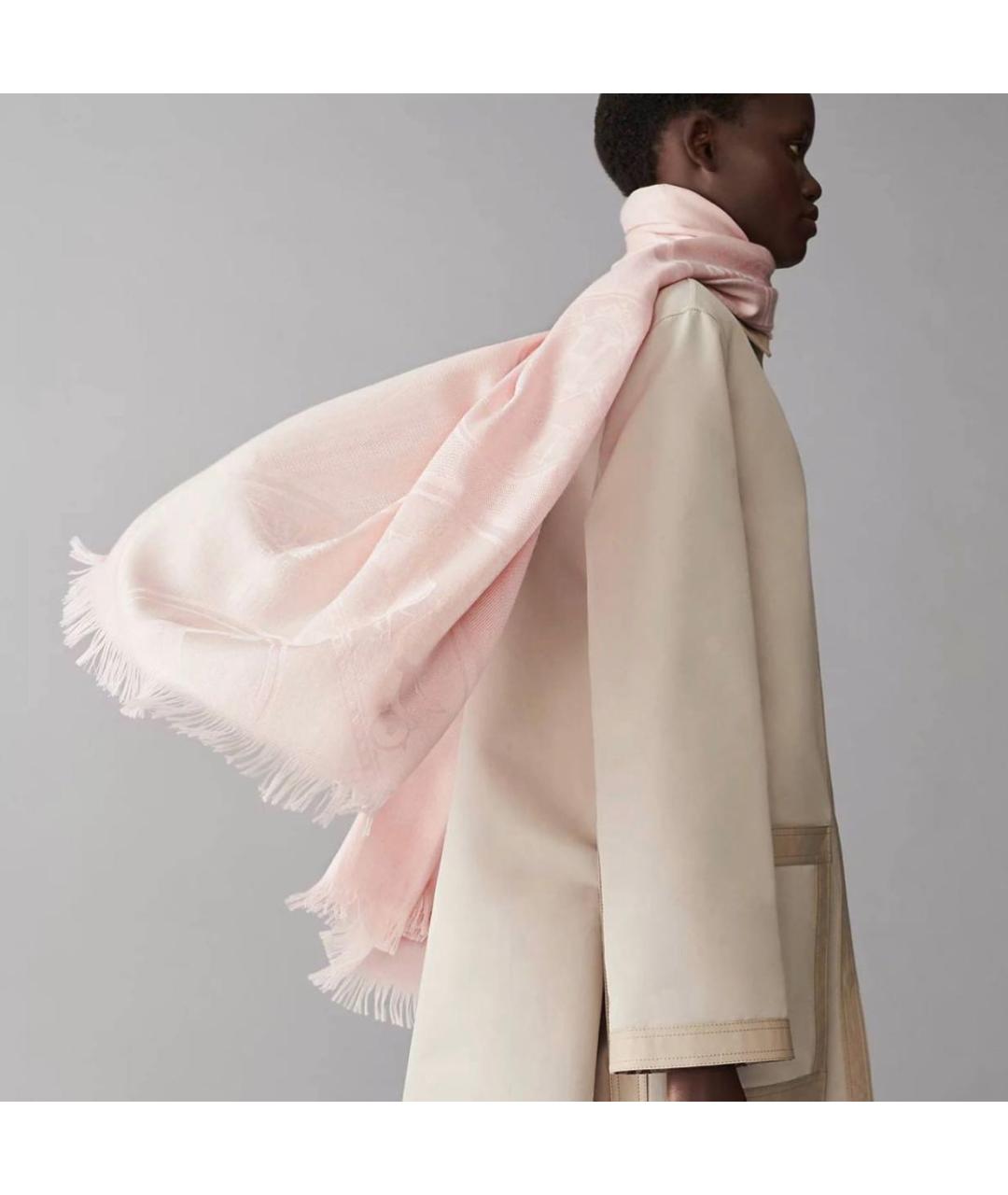 HERMES Розовый кашемировый платок, фото 3