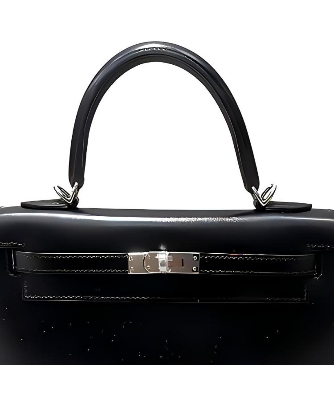 HERMES Черная кожаная сумка с короткими ручками, фото 2