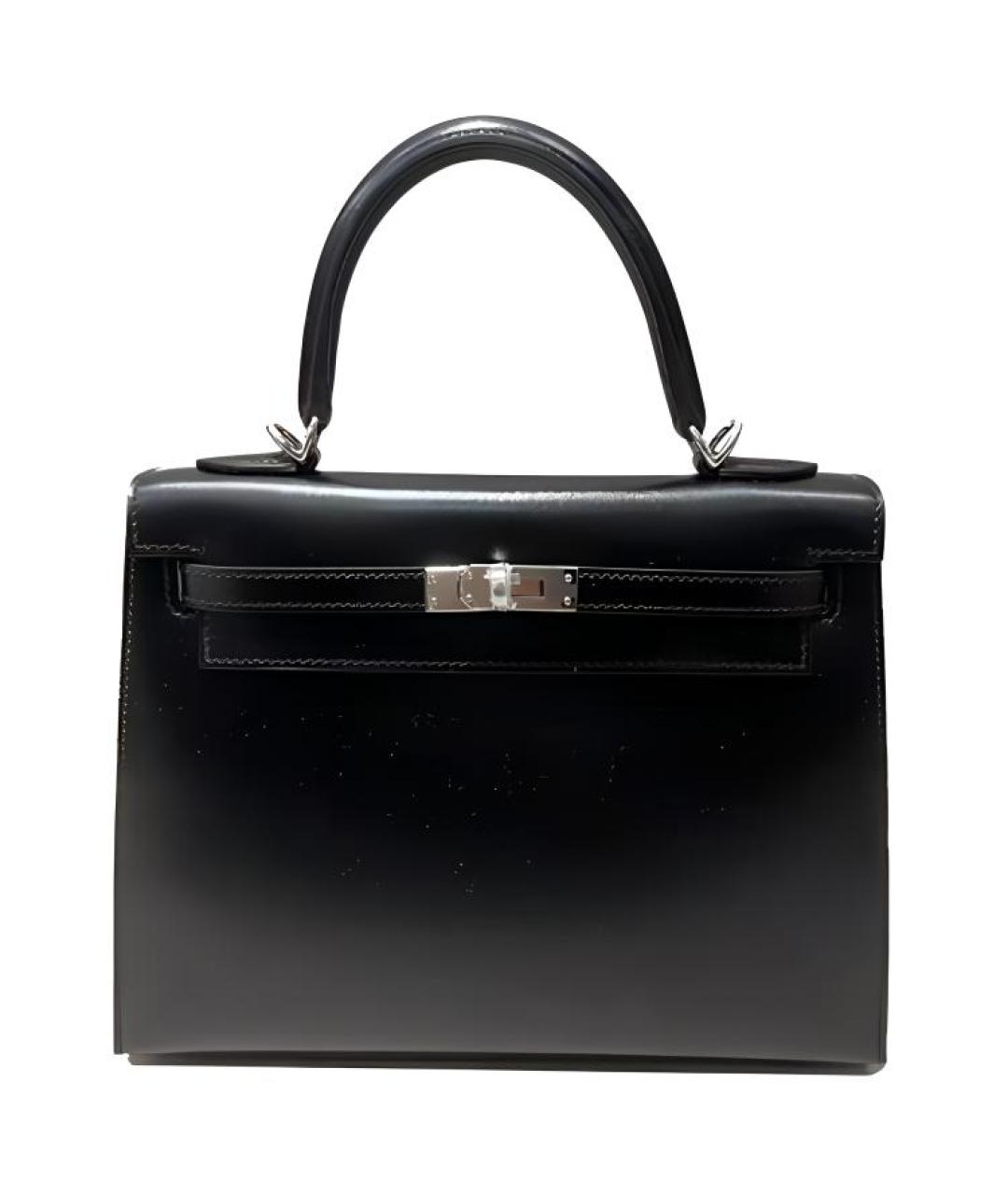 HERMES Черная кожаная сумка с короткими ручками, фото 1