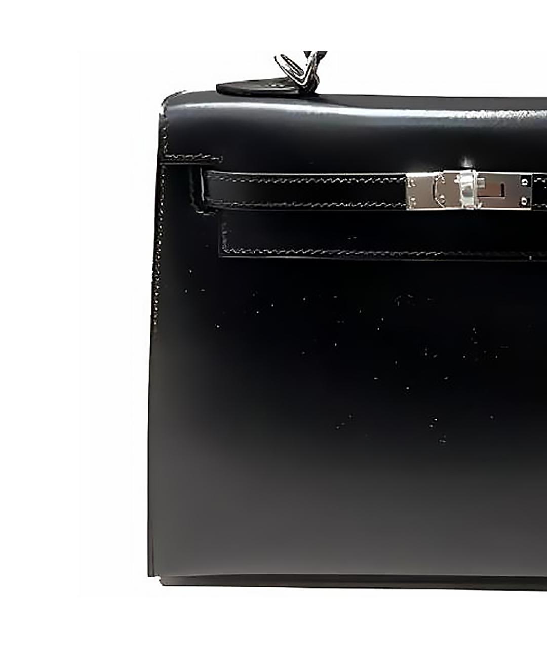 HERMES Черная кожаная сумка с короткими ручками, фото 3