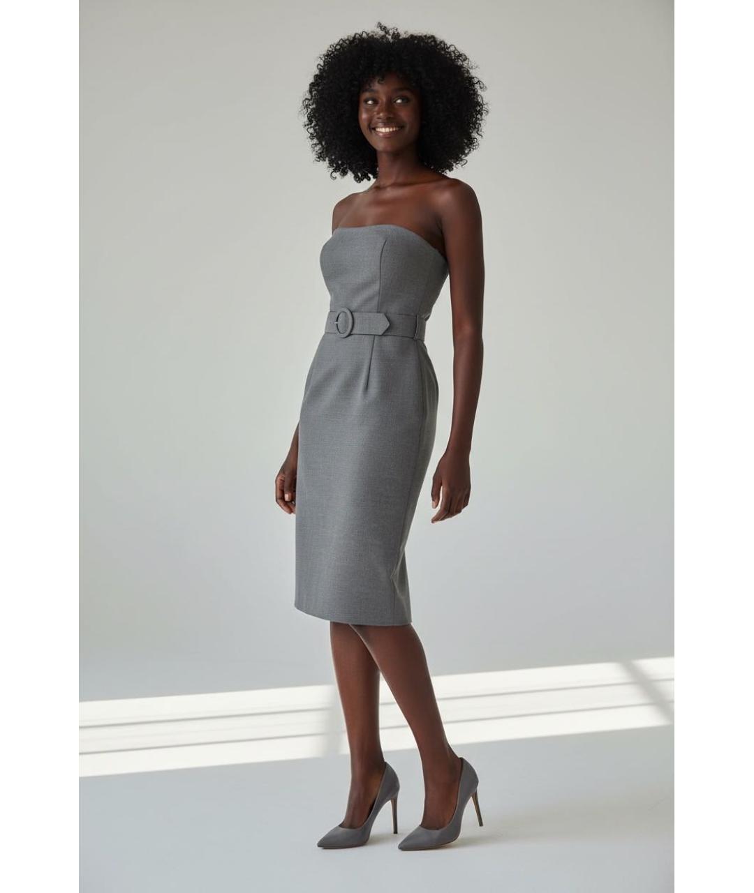 ALEXANDER MCQUEEN Серое шерстяное вечернее платье, фото 7