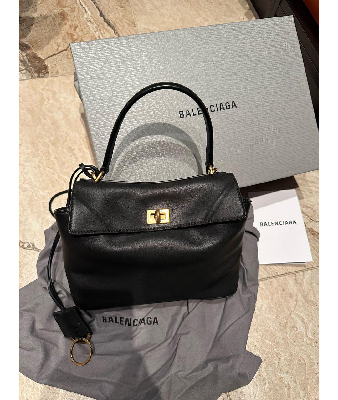 BALENCIAGA Черная кожаная сумка через плечо, фото 2