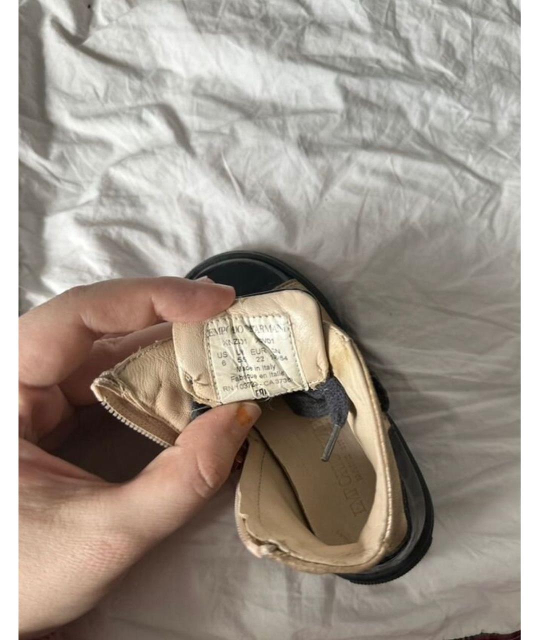 EMPORIO ARMANI Золотые кожаные кеды, фото 3