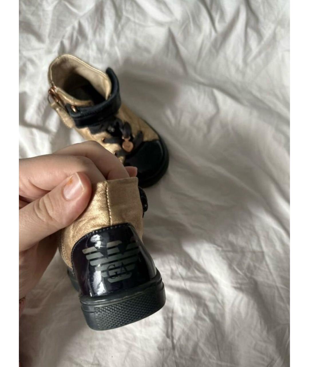 EMPORIO ARMANI Золотые кожаные кеды, фото 4