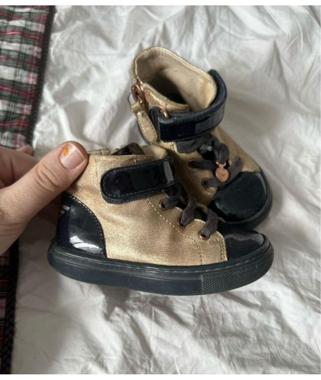 EMPORIO ARMANI Золотые кожаные кеды, фото 7