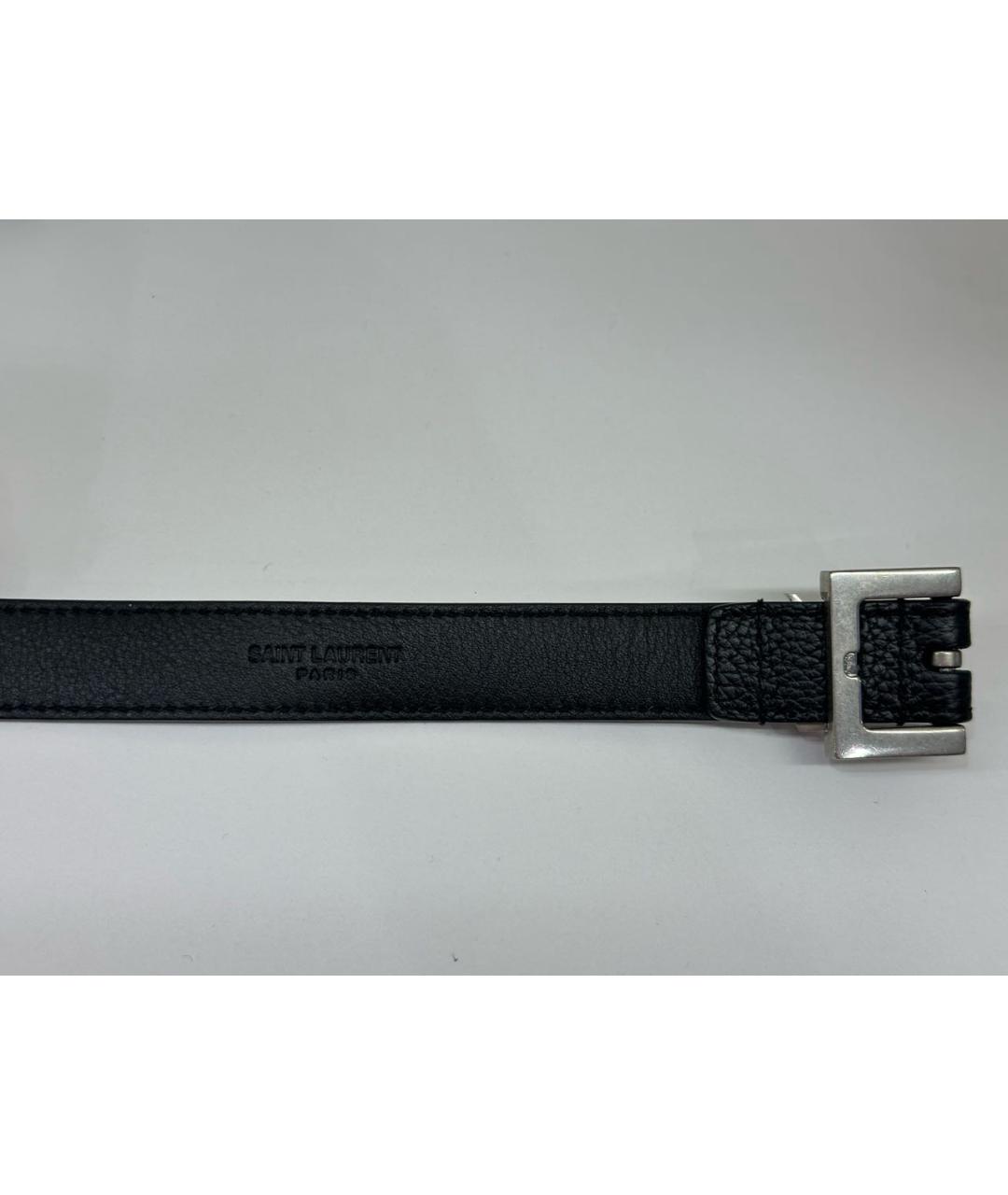 SAINT LAURENT Черный кожаный ремень, фото 3