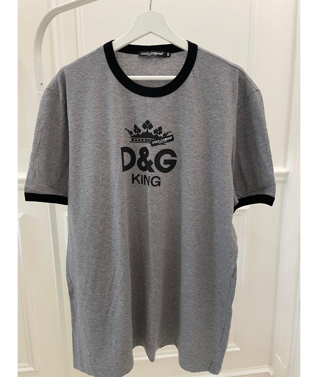 DOLCE&GABBANA Серая хлопковая футболка, фото 4