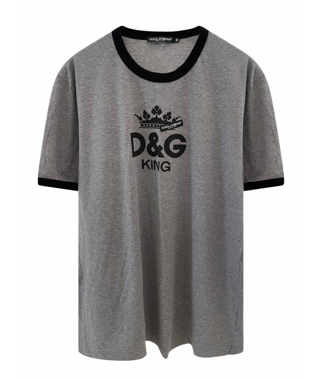 DOLCE&GABBANA Серая хлопковая футболка, фото 1