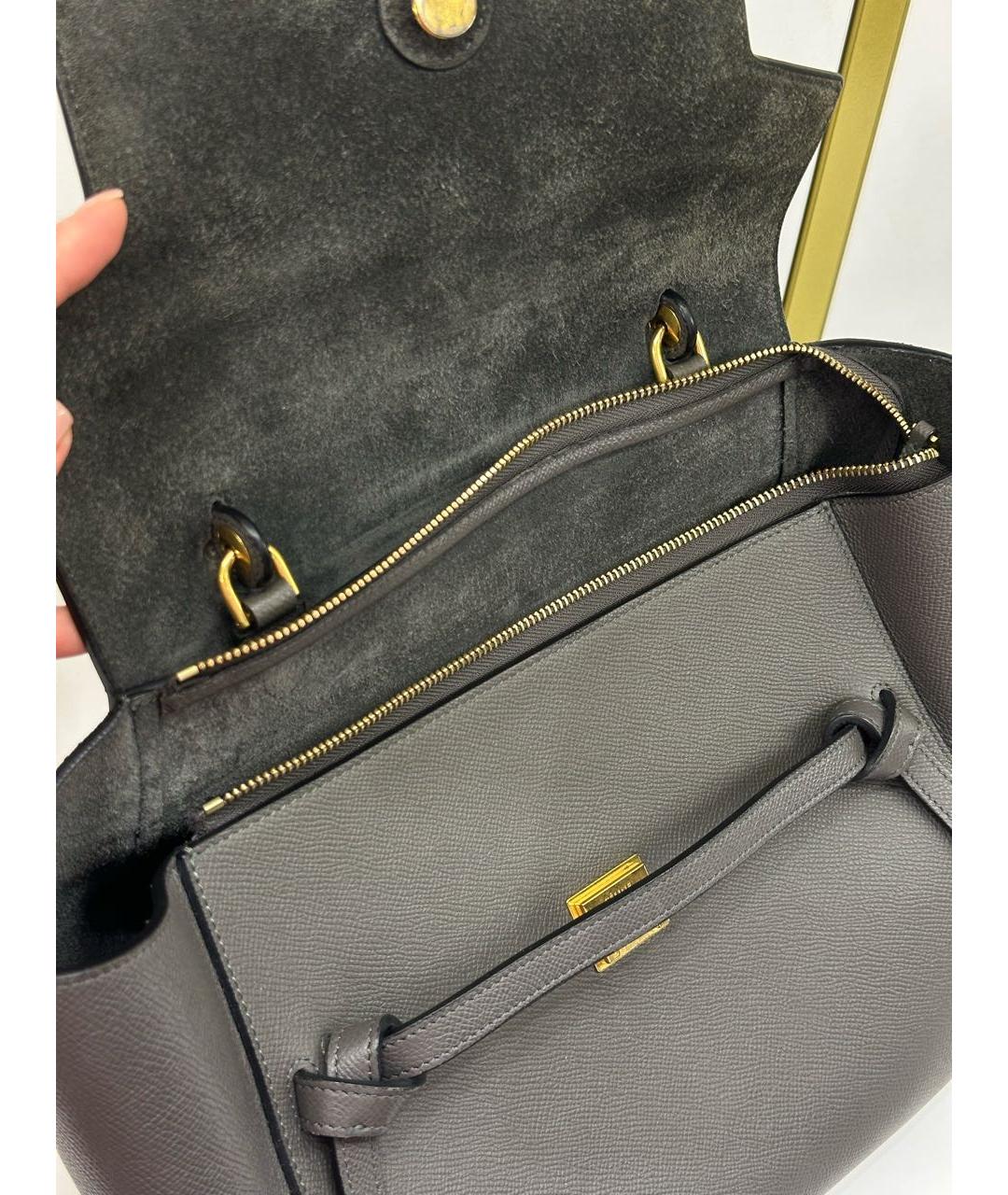 CELINE Антрацитовая кожаная сумка тоут, фото 5