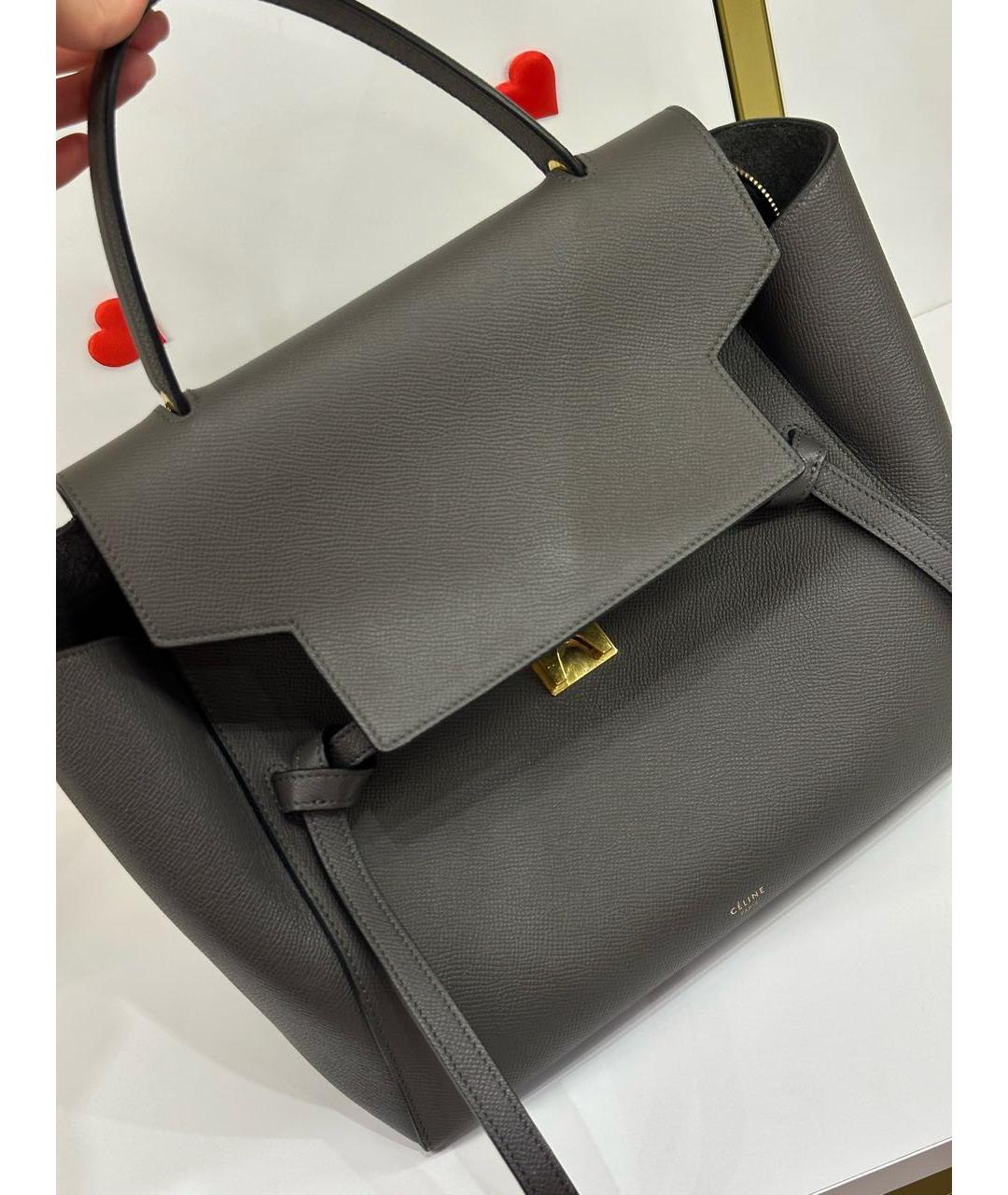 CELINE Антрацитовая кожаная сумка тоут, фото 6