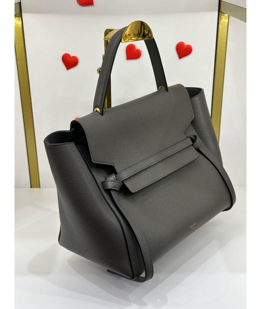 CELINE Антрацитовая кожаная сумка тоут, фото 3
